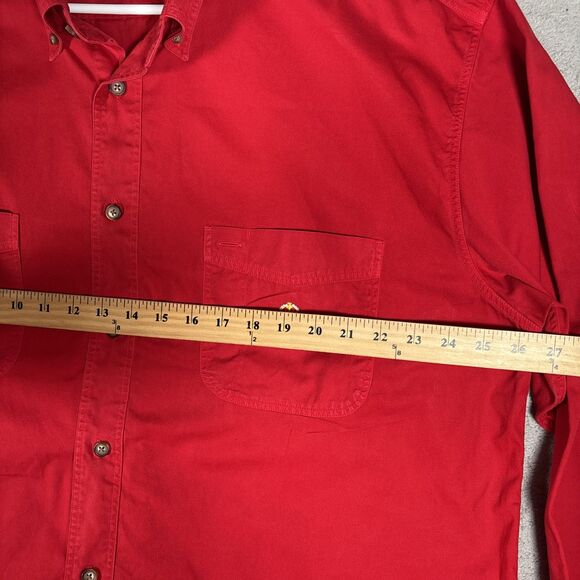Ruff Hewn Men’s Button Down Shirt Red Long Sleeve Size XL Cotton Chest Crest - Picture 7 of 12